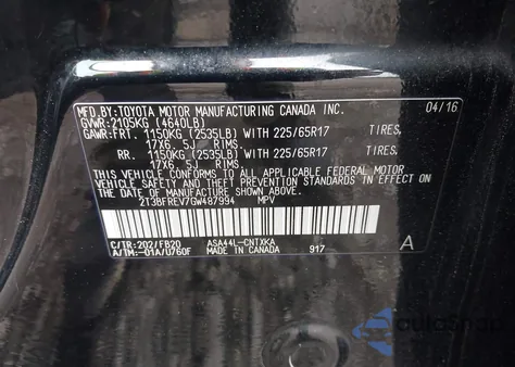 2016 Toyota Rav4 Le z USA, uszkodzony, nr VIN 2T3BFREV7GW487994